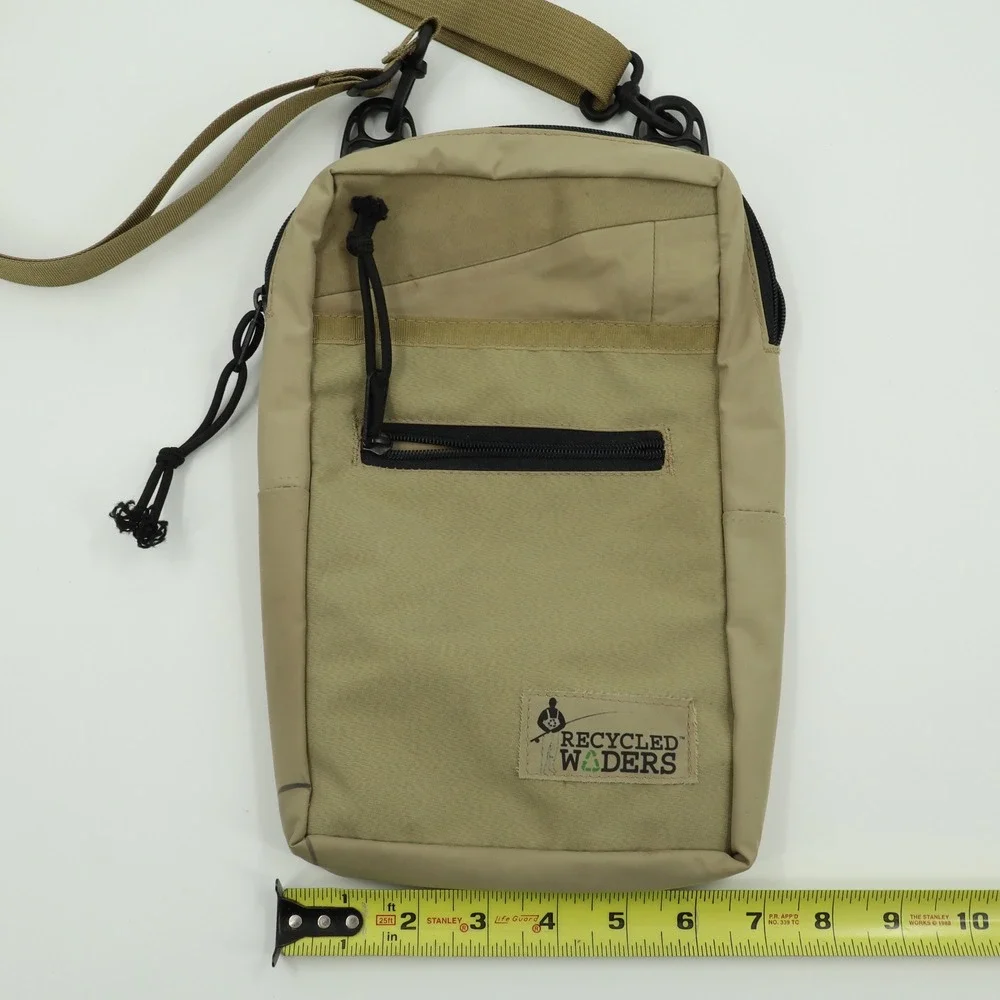 Recycled‎ Waders Crossbody Bag Tan Khaki Upcycled Utility Shoulder Pouch Mens